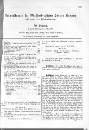79. Sitzung, Stuttgart, 5.5.1908
