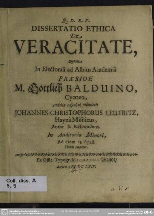 Dissertatio ethica de veracitate