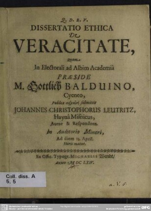 Dissertatio ethica de veracitate