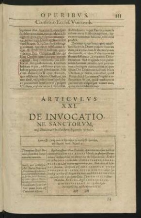 Articulus XXI. De Invocatione Sanctorum ...