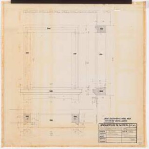 Reichsluftfahrtministerium, Berlin: Fensterumrahmung Preußenhaushof: Ansicht, Schnitt, Grundriss 1:10