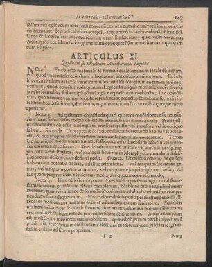 Articulus XI. Quodnam sit Objectum Attributionis Logicae?