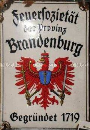 Werbeschild "Feuersozietät der Provinz Brandenburg"