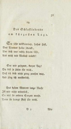 14. Der Schlafliebende am kürzesten Tage.