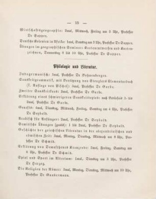 15-17, Philologie und Literatur