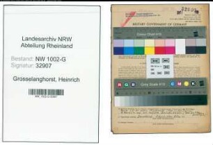 Entnazifizierung Heinrich Grosselanghorst, geb. 20.10.1901 (Buchhaendler)