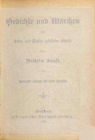 Gedichte und Märchen für Söhne und Töchter gebildeter Stände