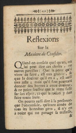 Reflexions Sur la Maniere de Consoler.