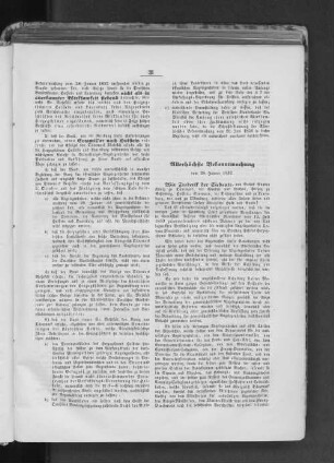 Allerhöchste Bekanntmachung vom 28. Januar 1852.