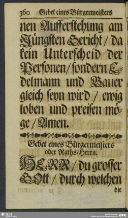 Gebet eines Bürgermeisters oder Raths-Herrn