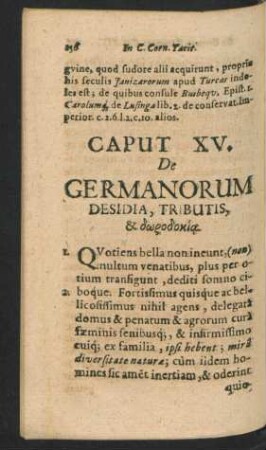 Caput XV. De Germnaorum Desidia, Tributis, ...