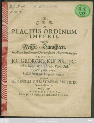 De Placitis Ordinum Imperii, vulgo Reichs-Gutachten