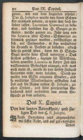 Das X. Capitel. Von der letzten Kranckheit / und seeligen Tod des H. P. Josephi