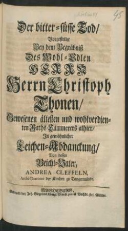 Der bitter-süsse Tod