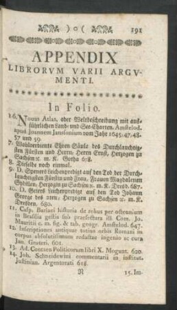 Appendix Librorum Varii Argumenti