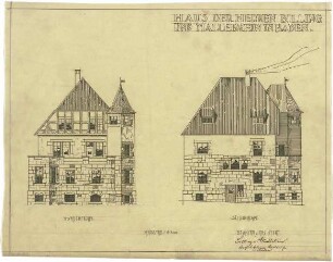 Billing, Hermann; Baden-Baden, Beuttenmüllerstr. 7 (früher 5); Haus Billing und Mallebrein - Vorderfassade; Seitenfassade (Ansichten)