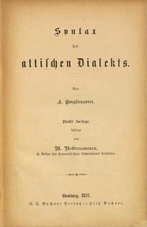 Syntax des attischen Dialekts