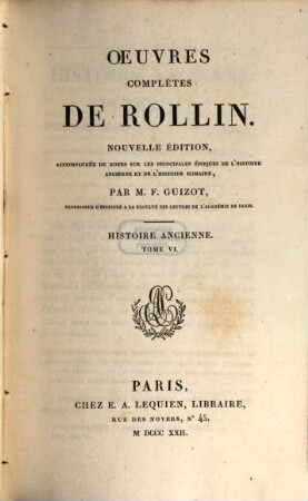 Oeuvres complètes de Rollin, 10. Histoire ancienne ; 6