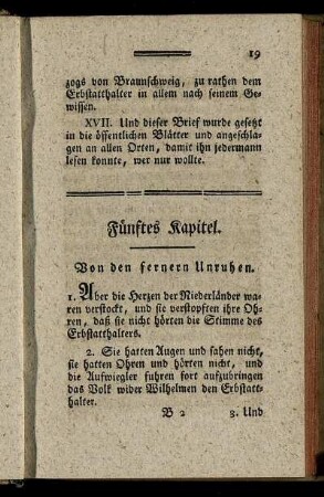 Fünftes Kapitel. Von den fernern Unruhen.