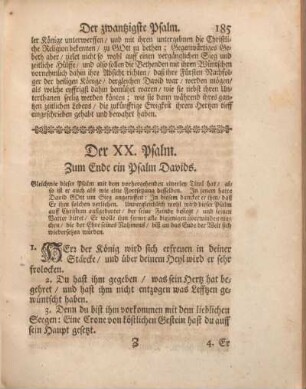 Der XX. Psalm. Zum Ende ein Psalm Davids.