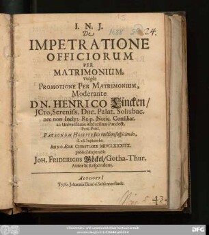 De Impetratione Officiorum Per Matrimonium, Vulgo: Promotione Per Matrimonium