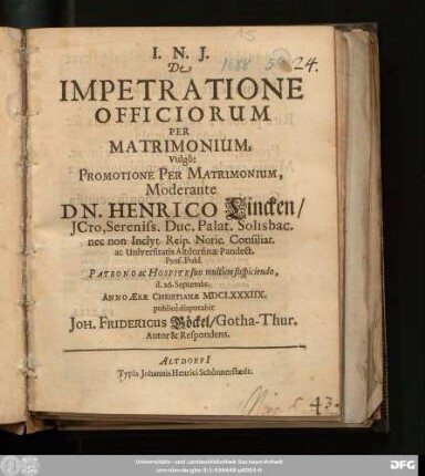 De Impetratione Officiorum Per Matrimonium, Vulgo: Promotione Per Matrimonium