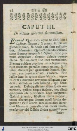 Caput III. De lectione librorum spiritualium.