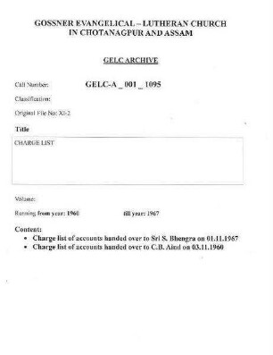 CHARGE LIST