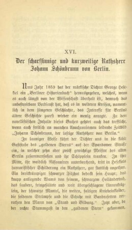 XVI. Der Scharfsinnige und kurzweilige Rathsherr Johann Schönbrunn von Berlin