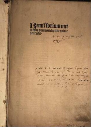 Remissorium mit sambt dem weichpilde vnd lehenrecht