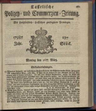 13tes Stueck, Montag den 26ten Maerz 1798