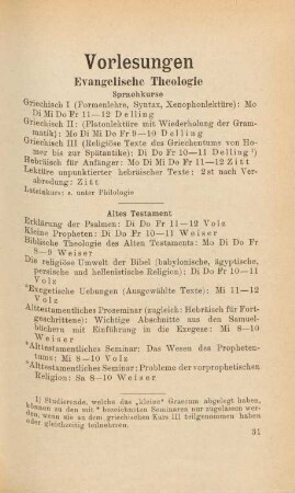 31-60, Vorlesungen