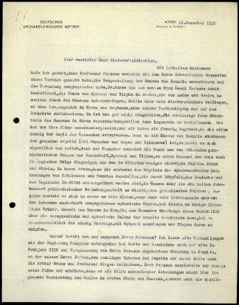 G. Karo an Ministerialdirektor