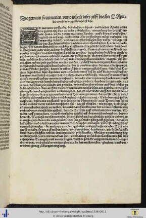 Die gemain summarien unnd inhalt diser ailff biecher L Apuleii von seinem guldin esel ist dise.