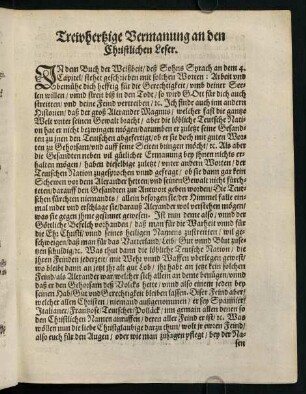F4r-G1v, Trewhertzige Vermanung an den Christlichen Leser