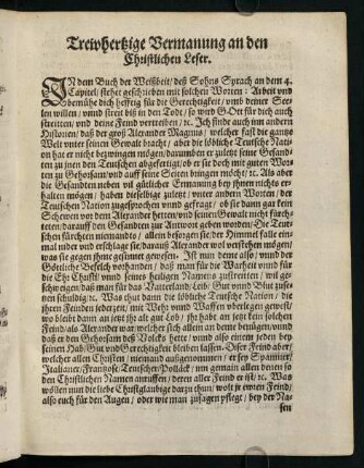 F4r-G1v, Trewhertzige Vermanung an den Christlichen Leser
