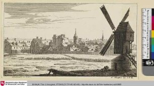 [Landschaft mit Windmühle und Stadt]