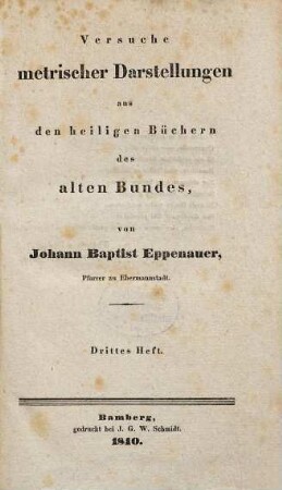 Versuche metrischer Darstellungen aus den heiligen Büchern des alten Bundes, 3