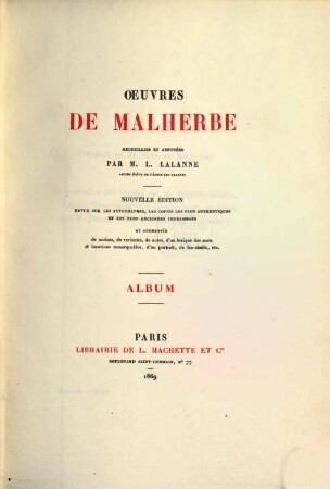 Oeuvres de Malherbe, [6]. Album