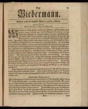 Sieben und viertzigstes Blatt 1728 den 15 Mertz