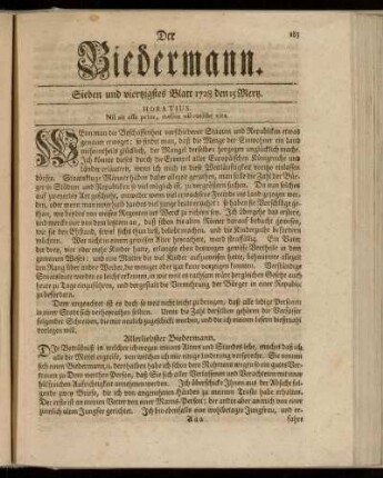 Sieben und viertzigstes Blatt 1728 den 15 Mertz