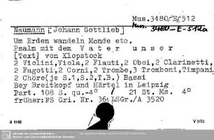Naumann, Johann Gottlieb, Um Erden wandeln