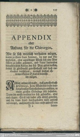 Appendix oder Anhang für die Chirurgos