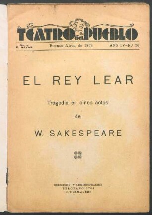 1938003000: El rey Lear : tragedia en cinco actos