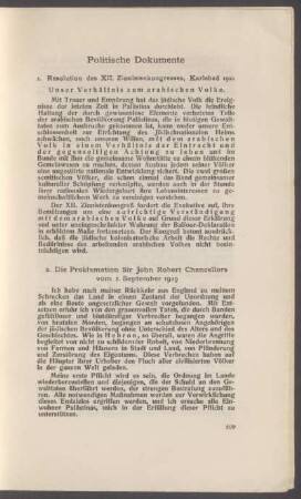 1. Resolution des XII. Zionistenkongresses, Karlsbad 1921