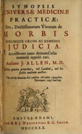 Synopsis universae medicinae practicae
