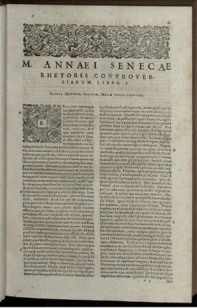 M. Annaei Senecae Rhetoris Controversiarum Liber I