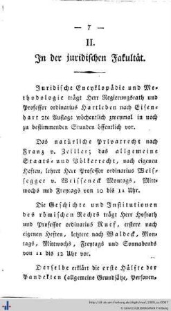 II. In der juridischen Fakultät.