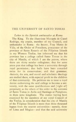 The university of Santo Tomás