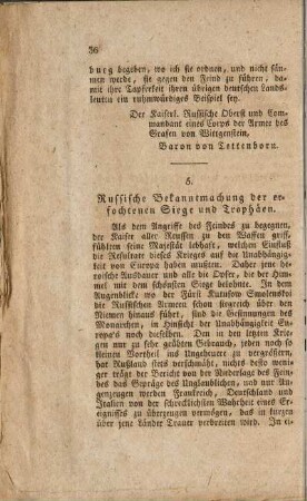 5. Russische Bekanntmachung der erfochtenen Siege und Trophäen.